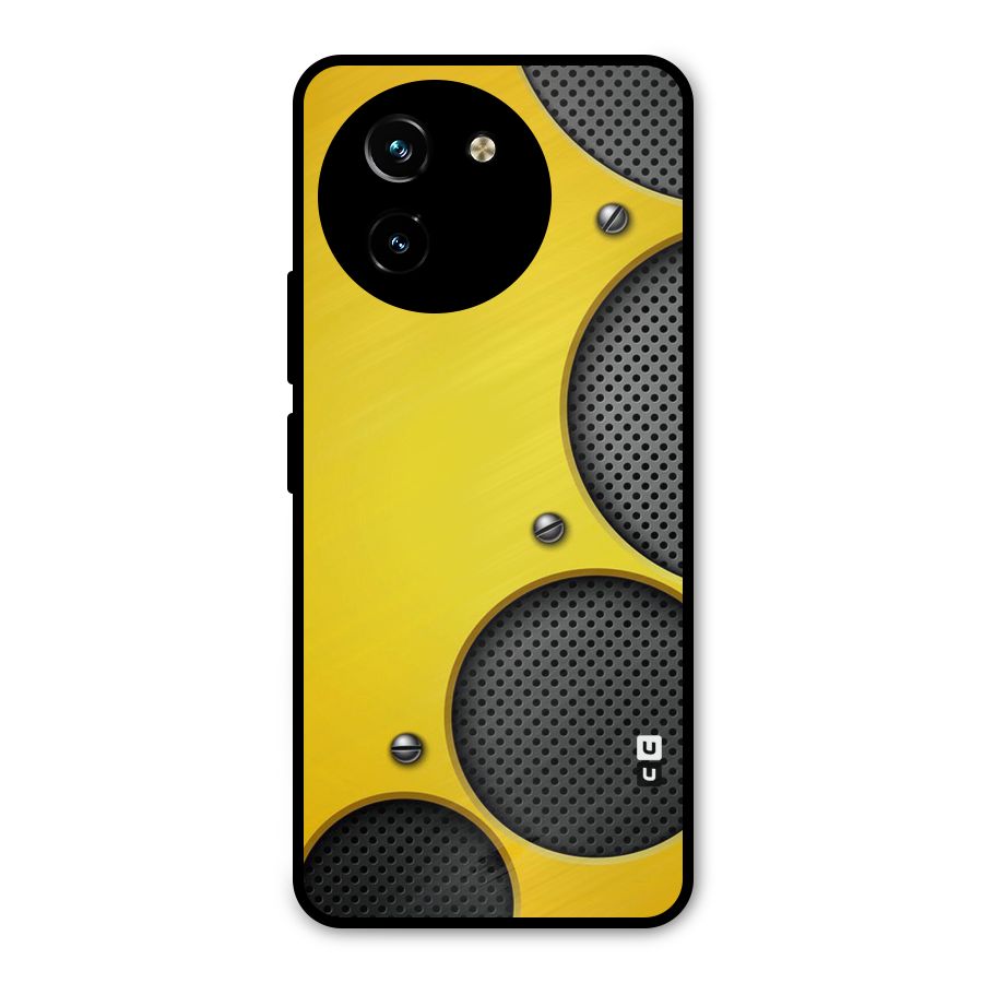 Black Net Yellow Metal Back Case for Vivo Y200i