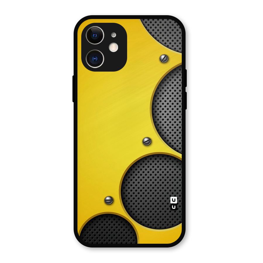 Black Net Yellow Metal Back Case for iPhone 12