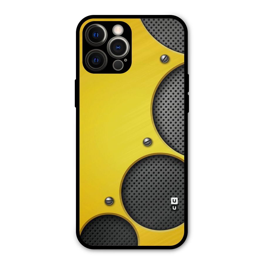 Black Net Yellow Metal Back Case for iPhone 12 Pro Max