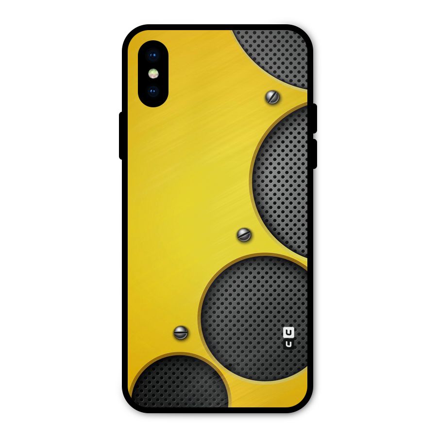 Black Net Yellow Metal Back Case for iPhone X