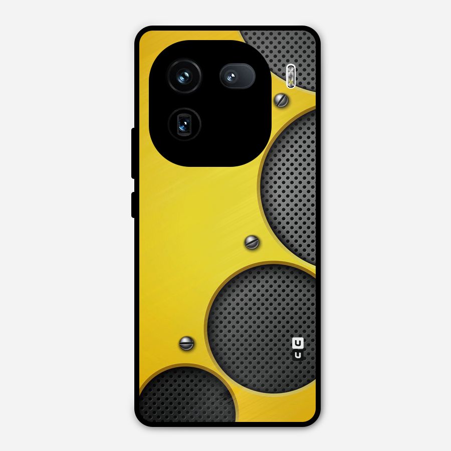 Black Net Yellow Metal Back Case for iQOO 12