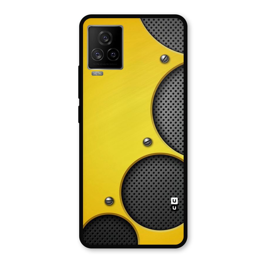 Black Net Yellow Metal Back Case for iQOO 7 Legend 5G