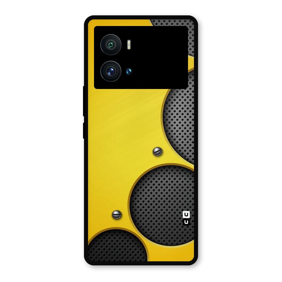 Black Net Yellow Metal Back Case for iQOO 9 Pro