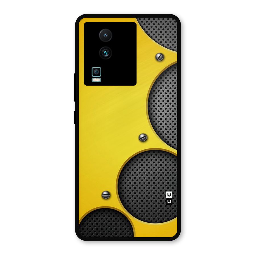 Black Net Yellow Metal Back Case for iQOO Neo 7