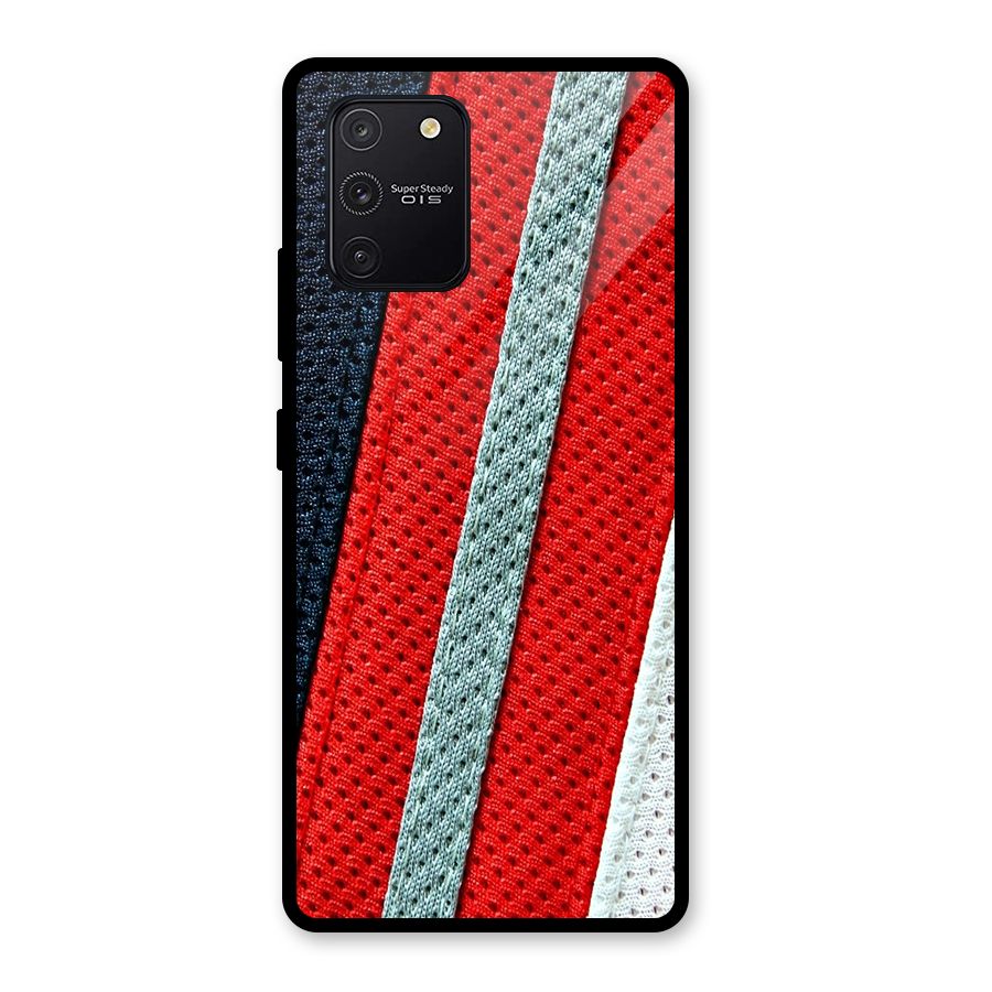 Black Red Grey Stripes Glass Back Case for Galaxy S10 Lite