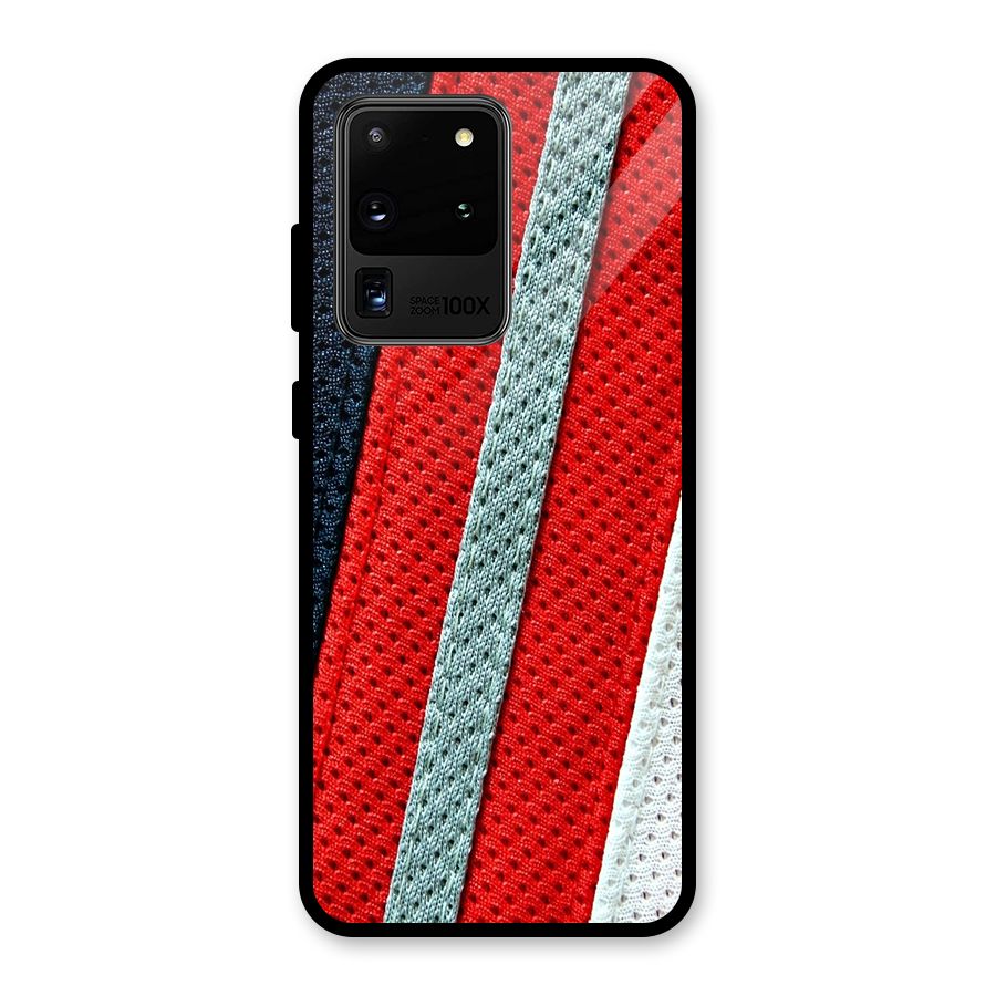 Black Red Grey Stripes Glass Back Case for Galaxy S20 Ultra