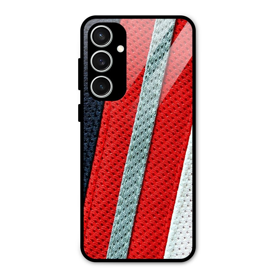 Black Red Grey Stripes Glass Back Case for Galaxy S23 FE
