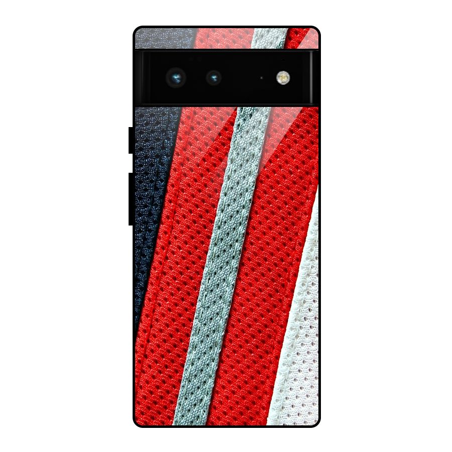 Black Red Grey Stripes Glass Back Case for Google Pixel 6
