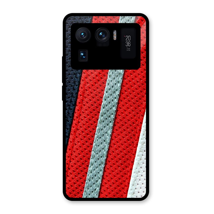 Black Red Grey Stripes Glass Back Case for Mi 11 Ultra