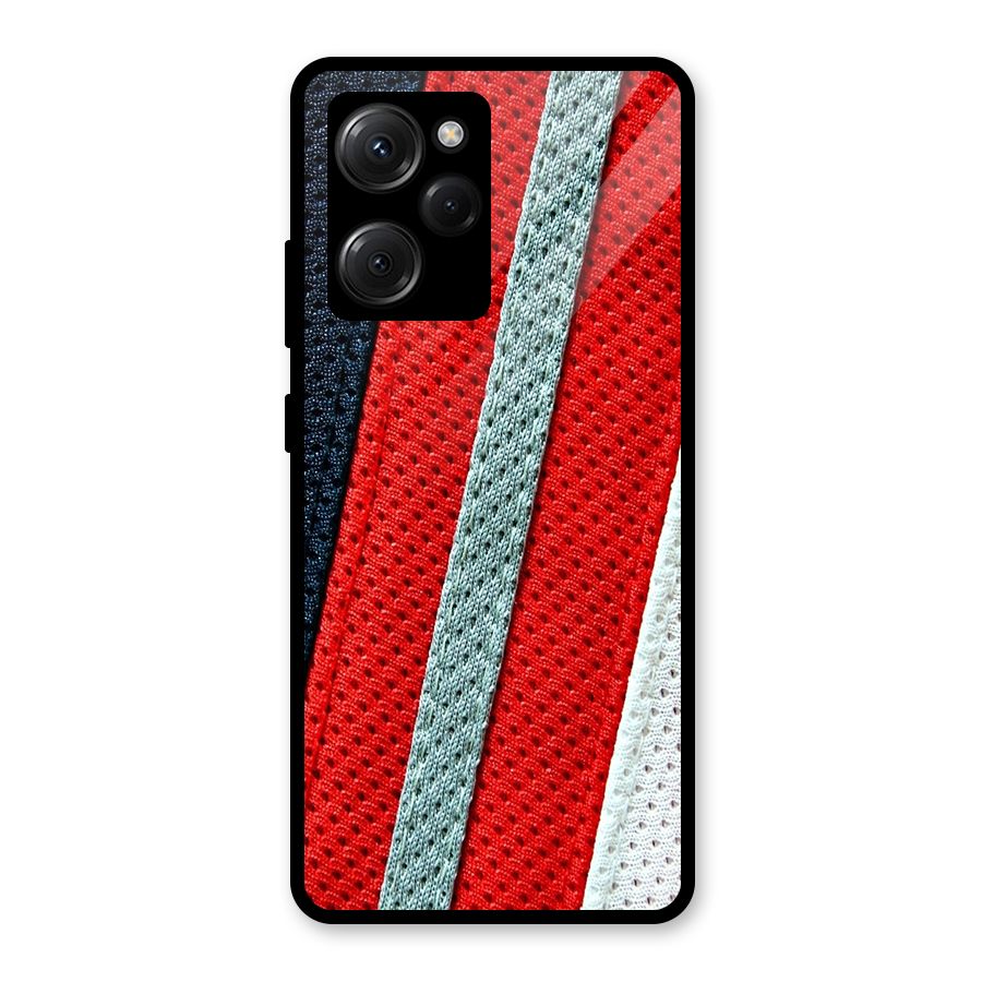 Black Red Grey Stripes Glass Back Case for Poco X5 Pro