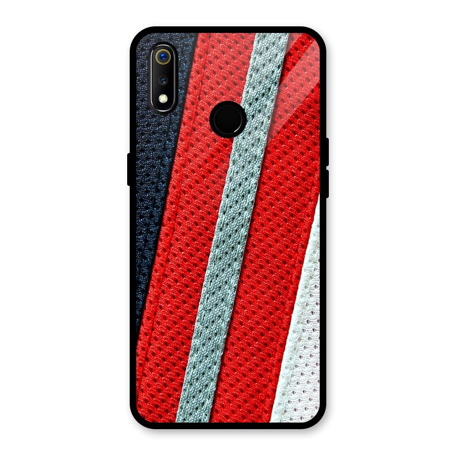 Black Red Grey Stripes Glass Back Case for Realme 3i