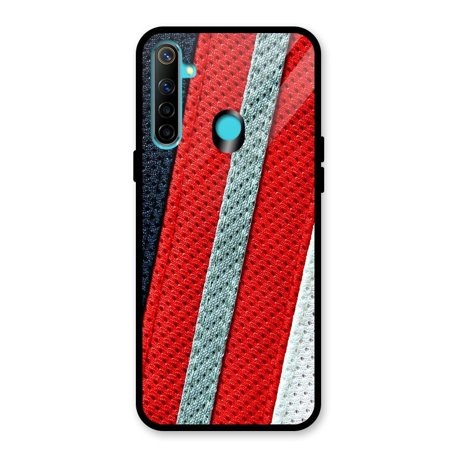 Black Red Grey Stripes Glass Back Case for Realme 5i