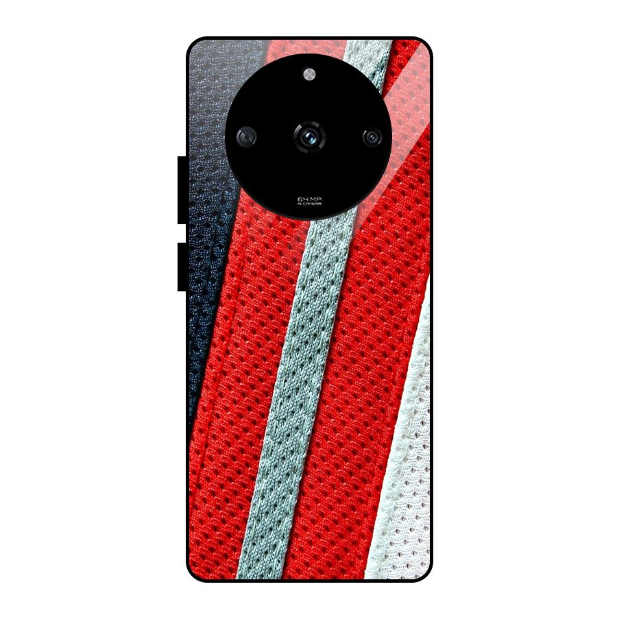 Black Red Grey Stripes Glass Back Case for Realme Narzo 60 5G
