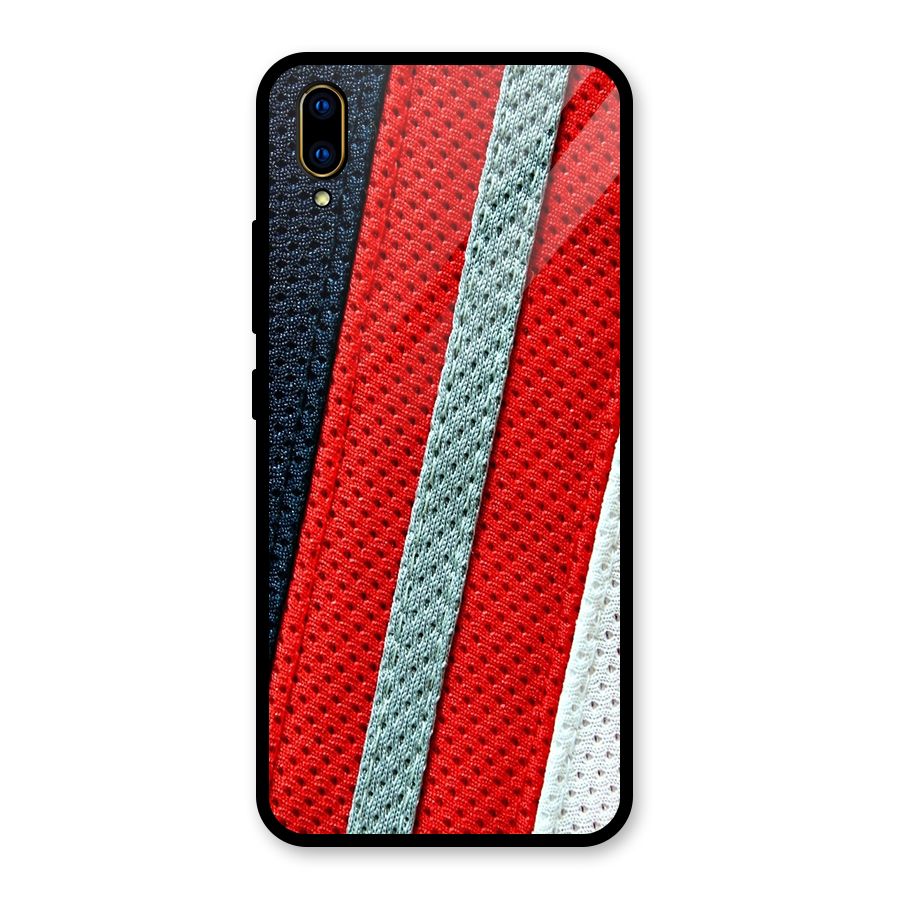 Black Red Grey Stripes Glass Back Case for Vivo V11 Pro