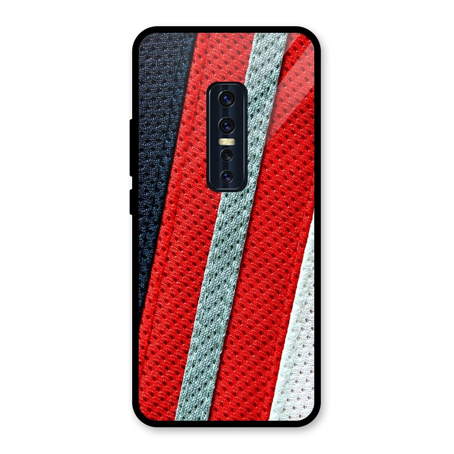 Black Red Grey Stripes Glass Back Case for Vivo V17 Pro