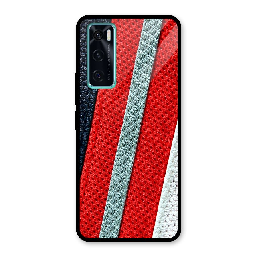 Black Red Grey Stripes Glass Back Case for Vivo V20 SE