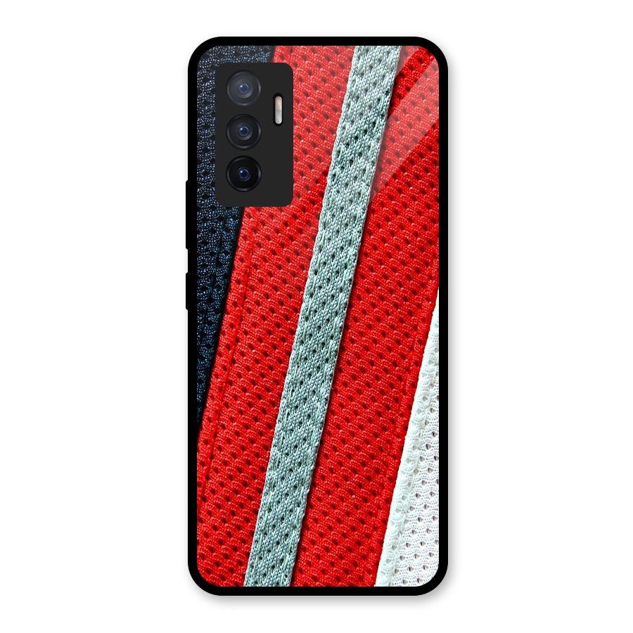 Black Red Grey Stripes Glass Back Case for Vivo V23e