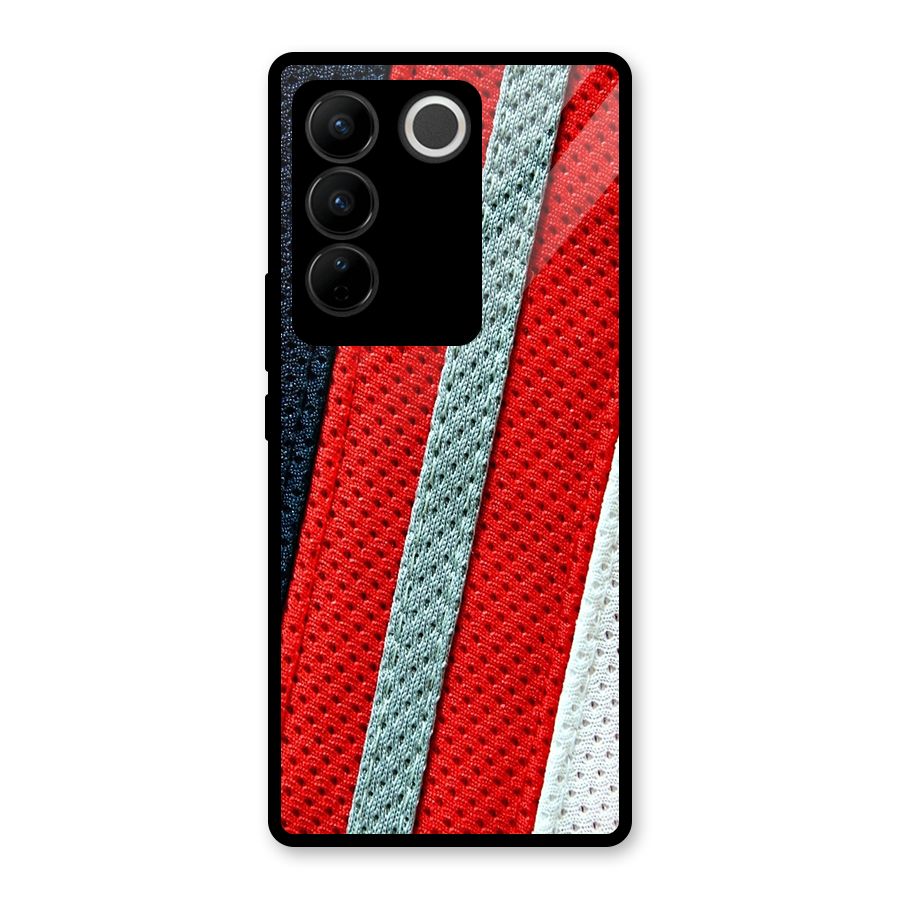 Black Red Grey Stripes Glass Back Case for Vivo V27