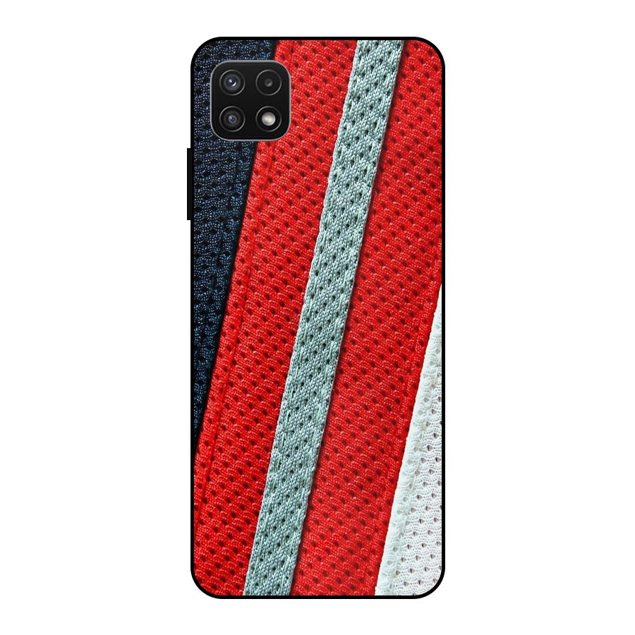 Black Red Grey Stripes Metal Back Case for Galaxy A22 5G