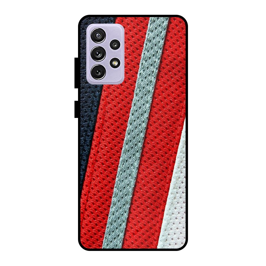 Black Red Grey Stripes Metal Back Case for Galaxy A72