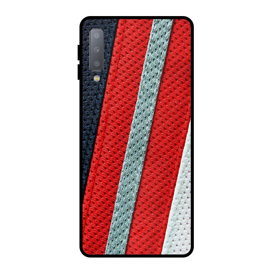 Black Red Grey Stripes Metal Back Case for Galaxy A7 (2018)