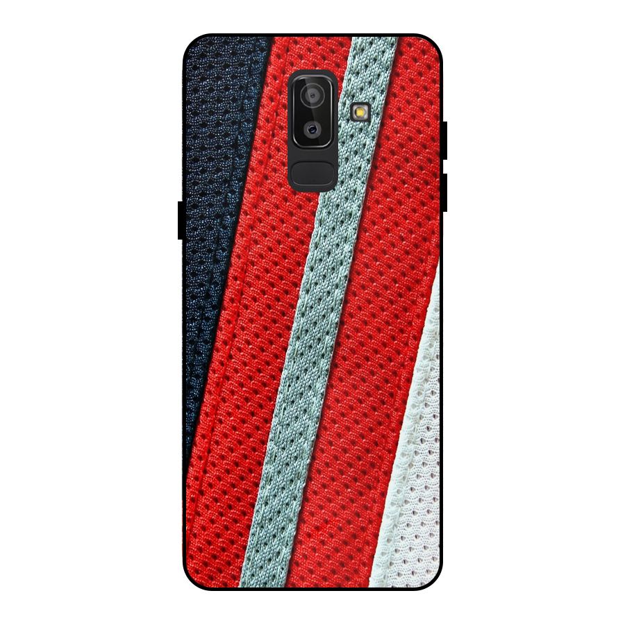 Black Red Grey Stripes Metal Back Case for Galaxy J8