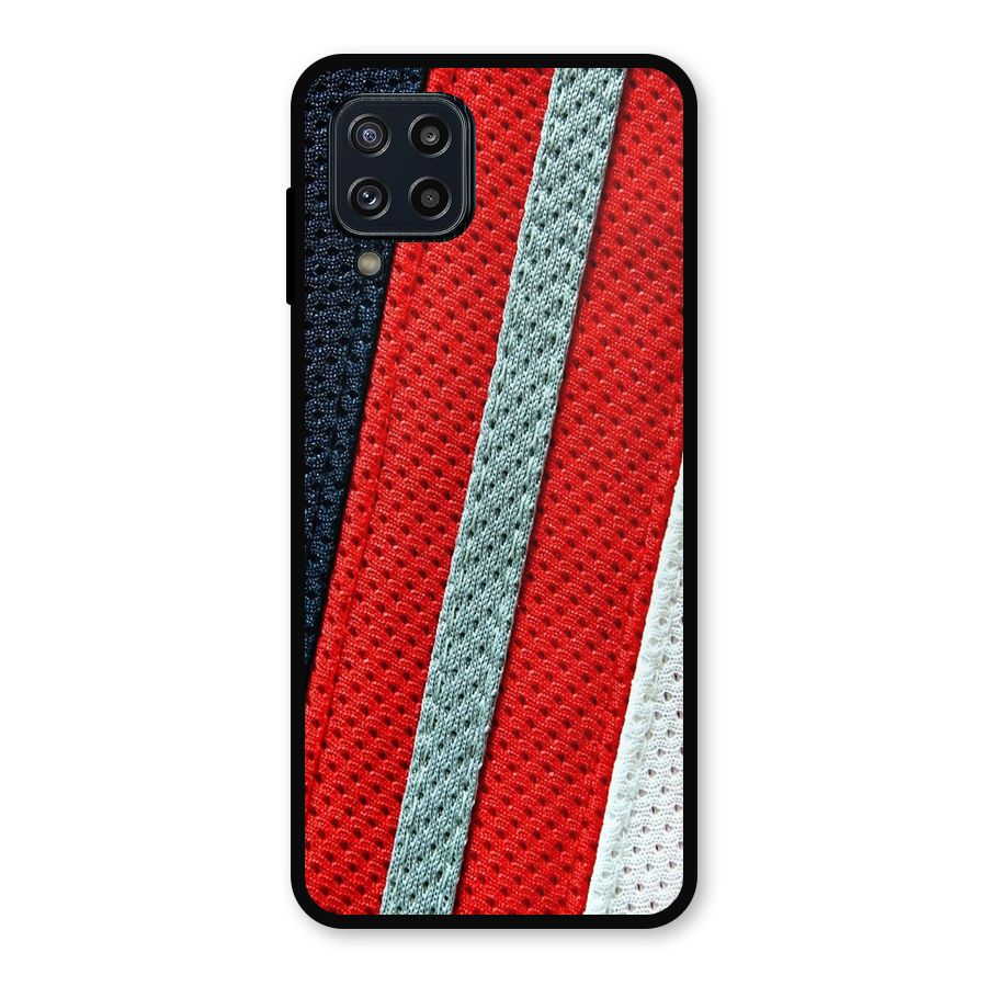 Black Red Grey Stripes Metal Back Case for Galaxy M32