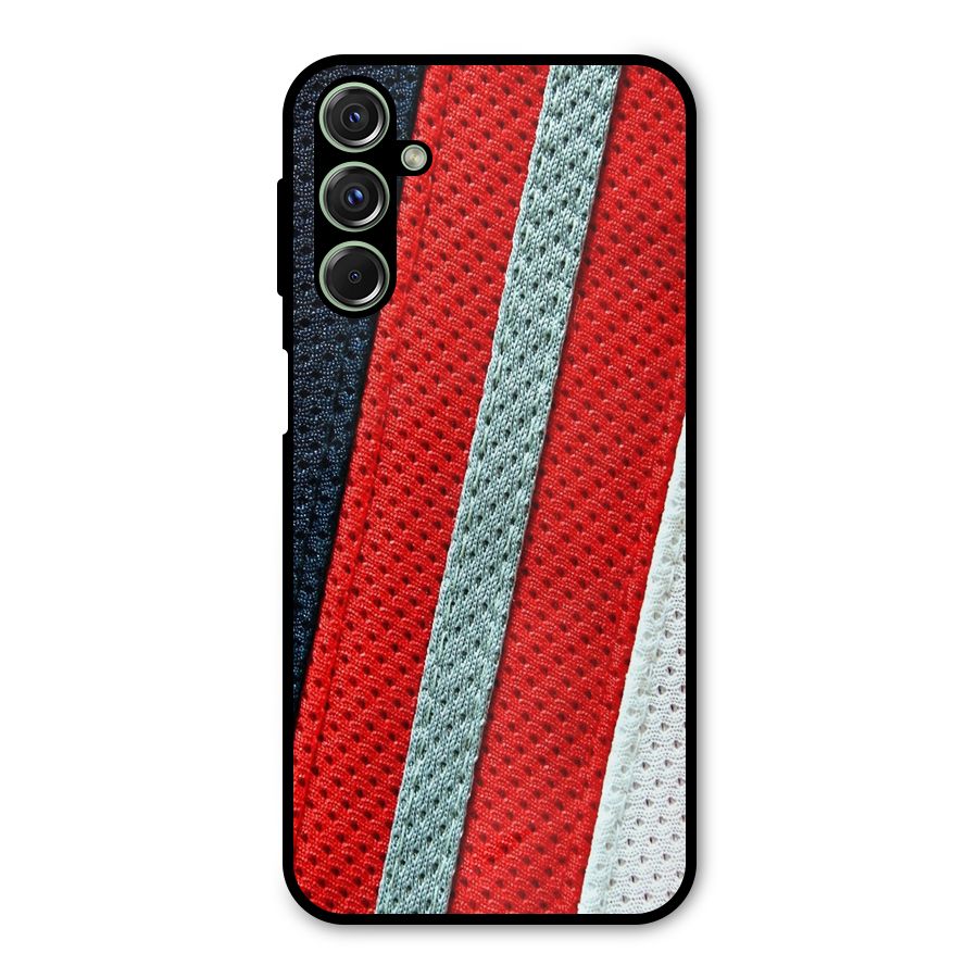 Black Red Grey Stripes Metal Back Case for Galaxy M34