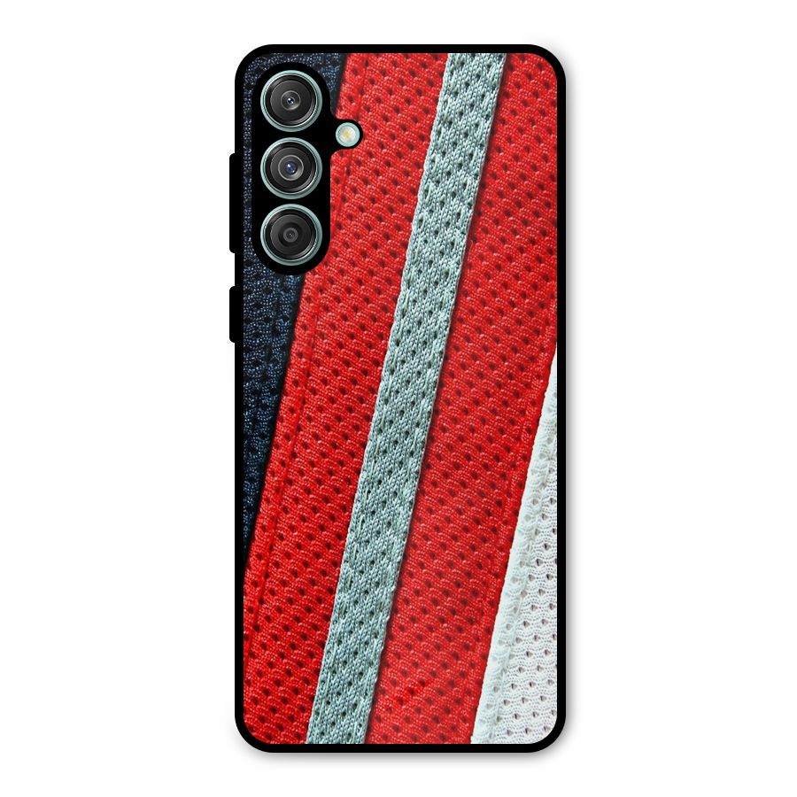 Black Red Grey Stripes Metal Back Case for Galaxy M55 5G