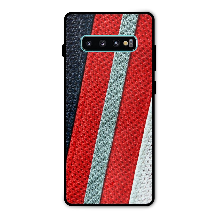 Black Red Grey Stripes Metal Back Case for Galaxy S10 Plus