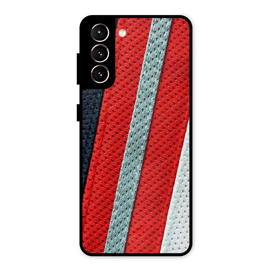 Black Red Grey Stripes Metal Back Case for Galaxy S21 5G