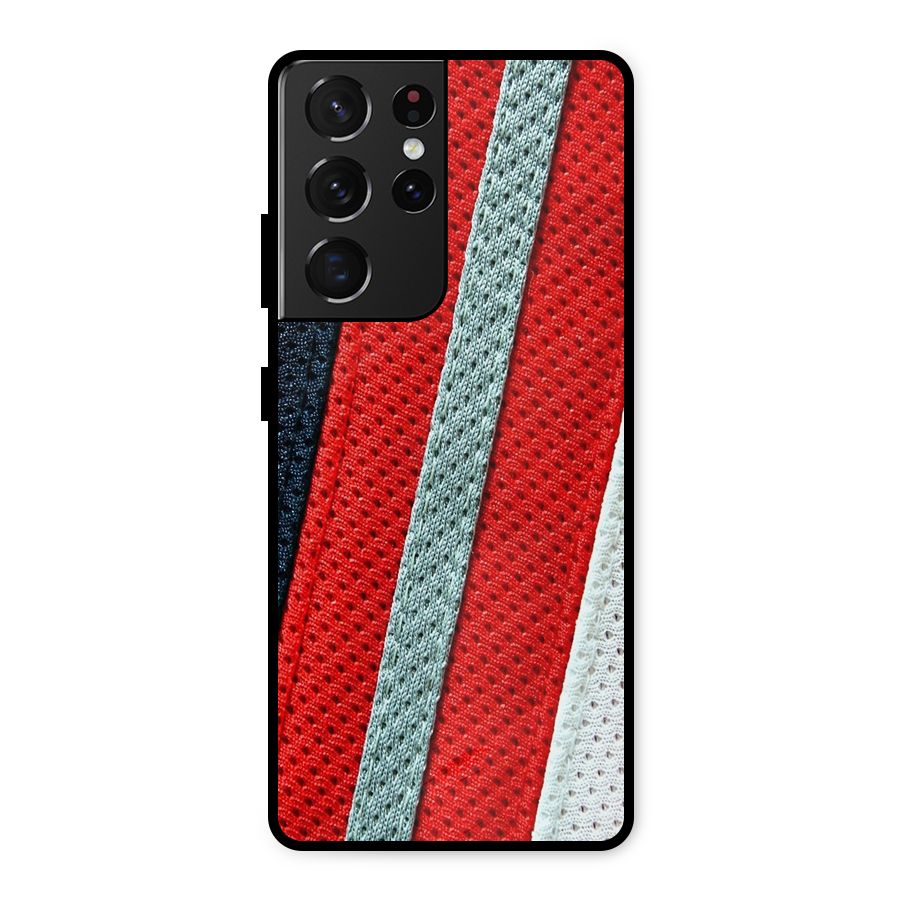 Black Red Grey Stripes Metal Back Case for Galaxy S21 Ultra 5G