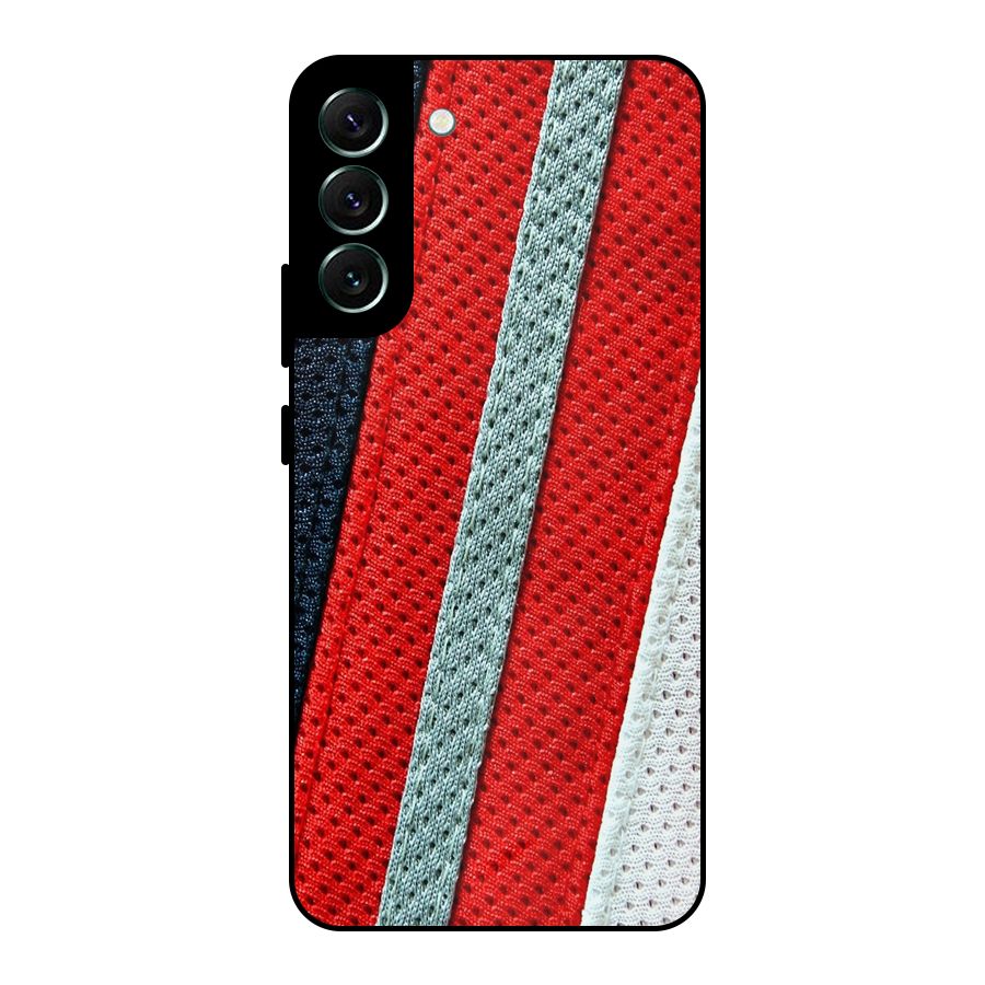 Black Red Grey Stripes Metal Back Case for Galaxy S22 Plus 5G