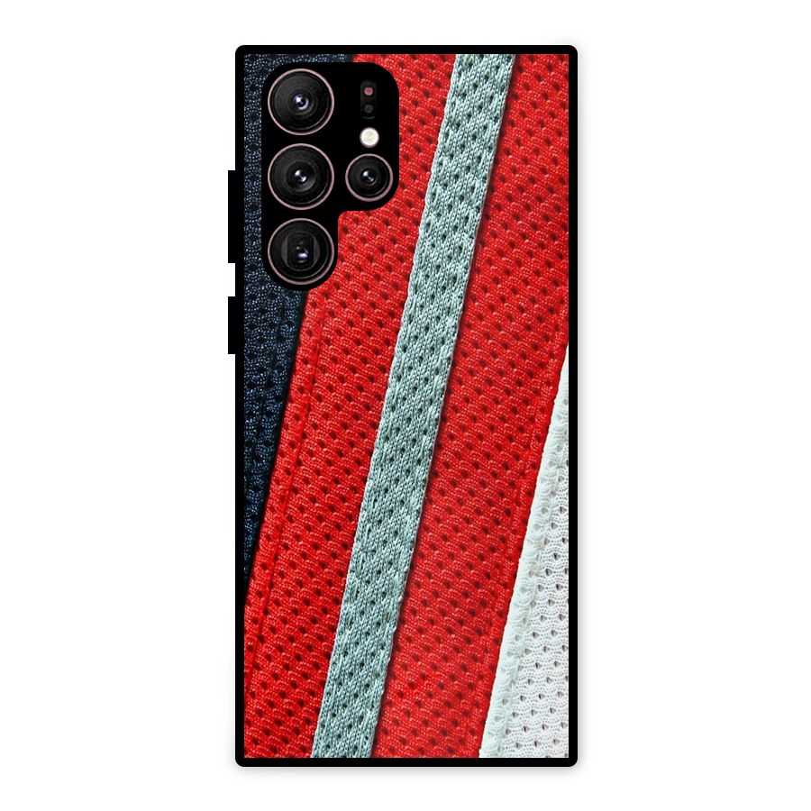 Black Red Grey Stripes Metal Back Case for Galaxy S22 Ultra 5G