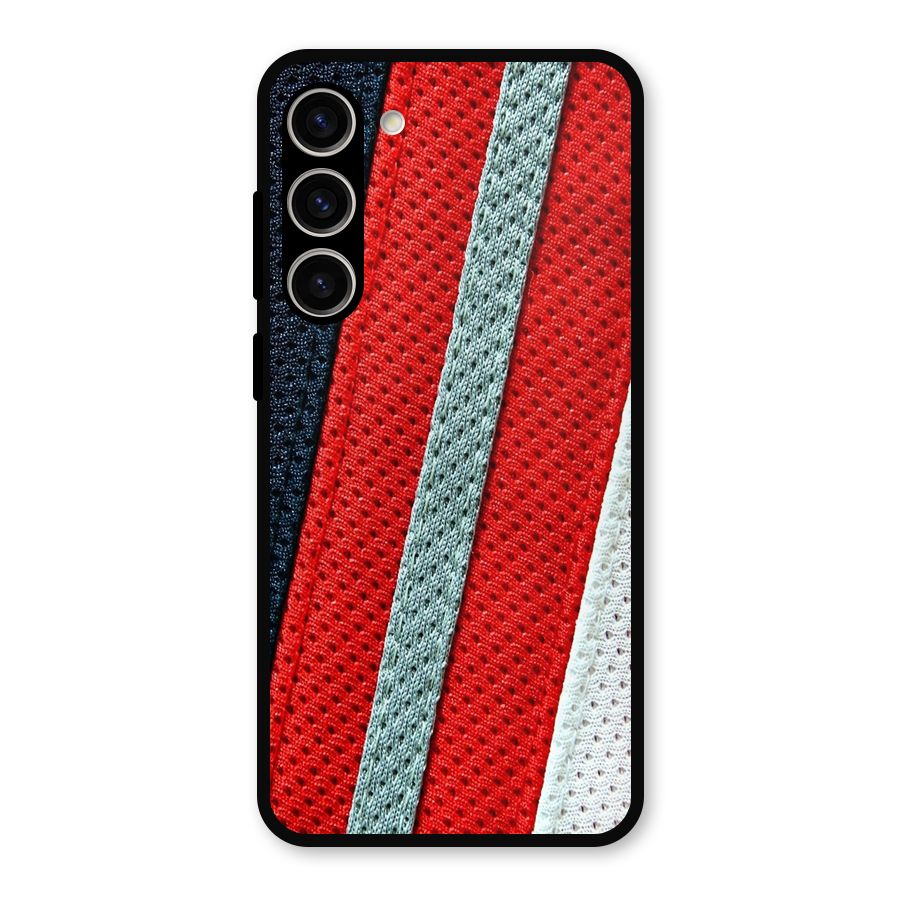 Black Red Grey Stripes Metal Back Case for Galaxy S23 Plus