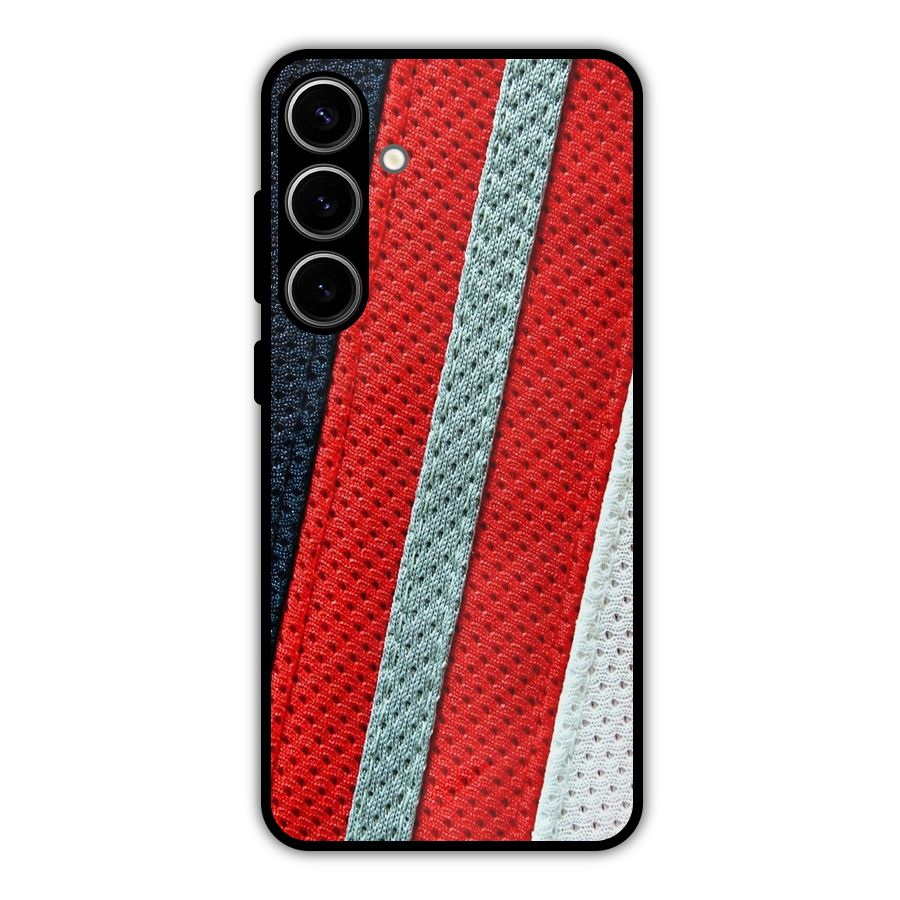 Black Red Grey Stripes Metal Back Case for Galaxy S24 Plus