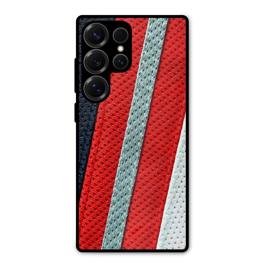 Black Red Grey Stripes Metal Back Case for Galaxy S25 Ultra