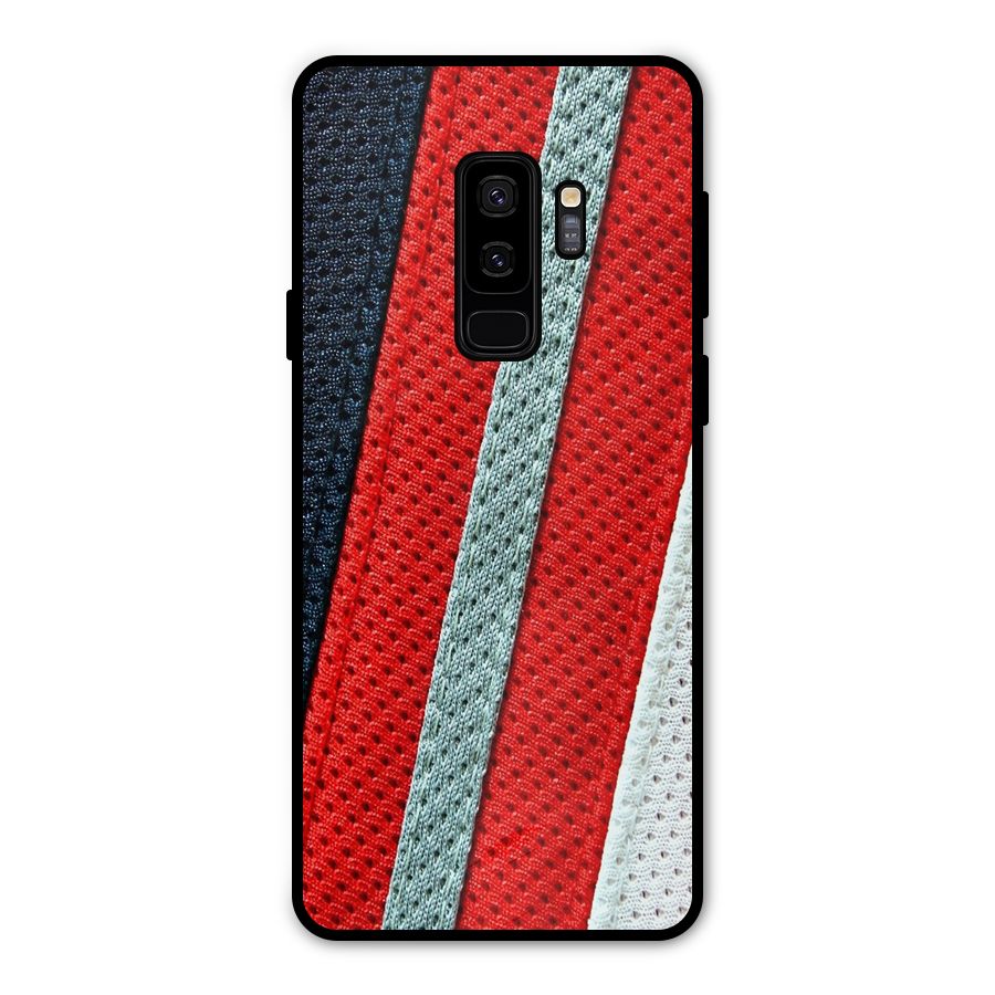 Black Red Grey Stripes Metal Back Case for Galaxy S9 Plus