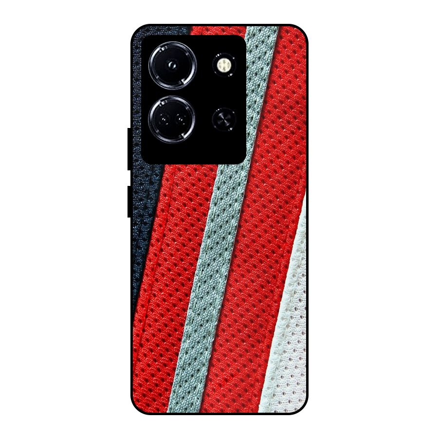 Black Red Grey Stripes Metal Back Case for Infinix Note 30 5G