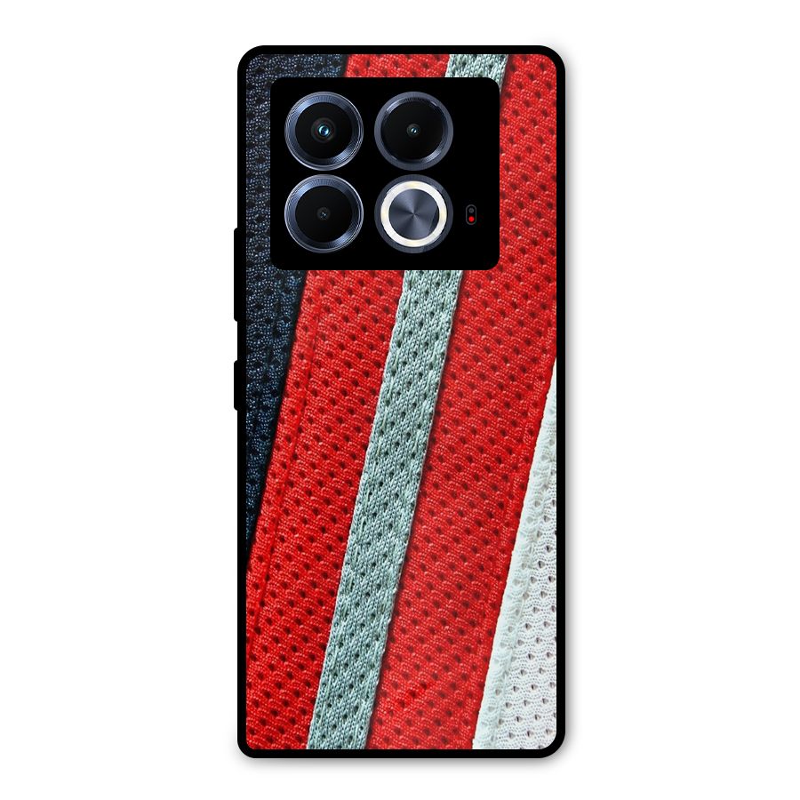 Black Red Grey Stripes Metal Back Case for Infinix Note 40 5G