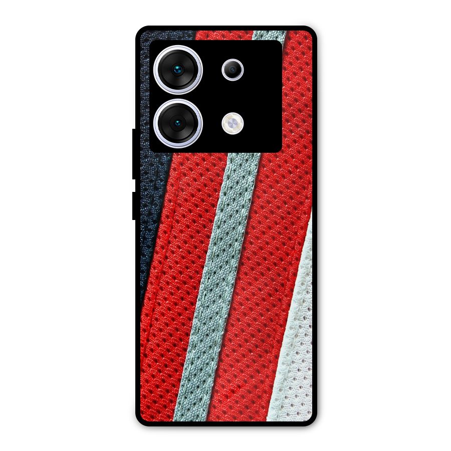 Black Red Grey Stripes Metal Back Case for Infinix Zero 30 5G