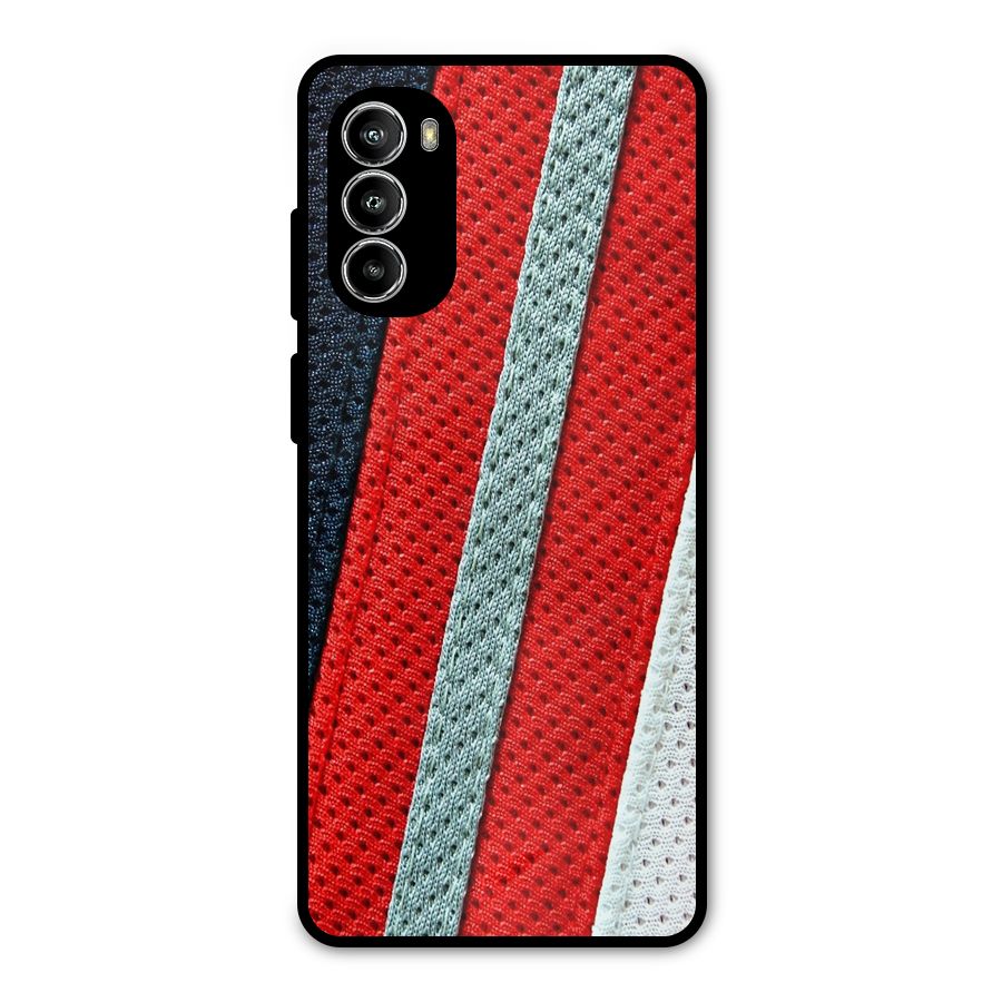 Black Red Grey Stripes Metal Back Case for Moto G52