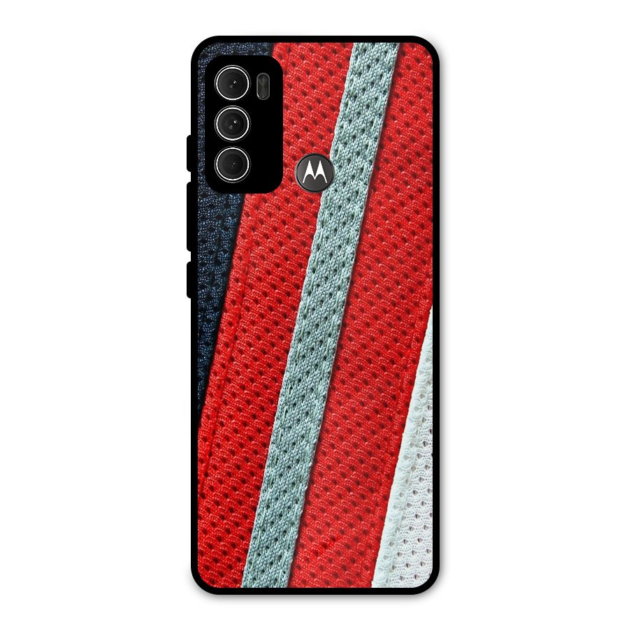 Black Red Grey Stripes Metal Back Case for Moto G60