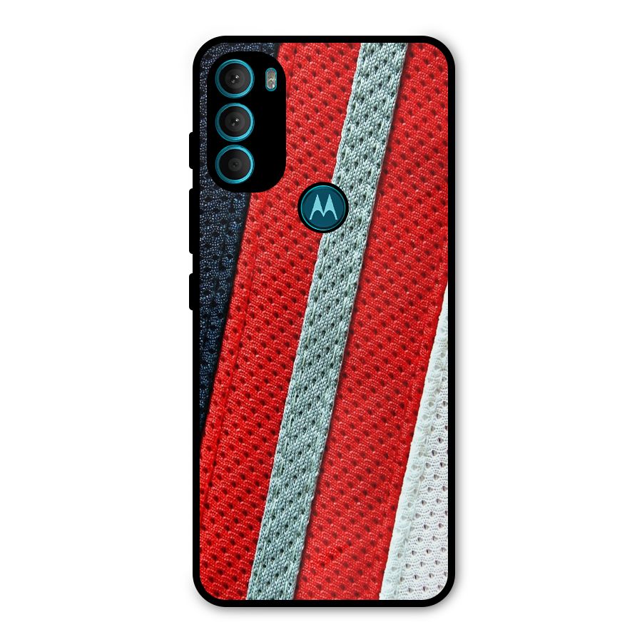 Black Red Grey Stripes Metal Back Case for Moto G71 5G
