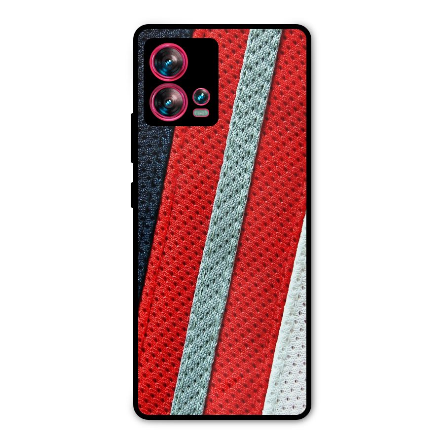 Black Red Grey Stripes Metal Back Case for Motorola Edge 30 Fusion