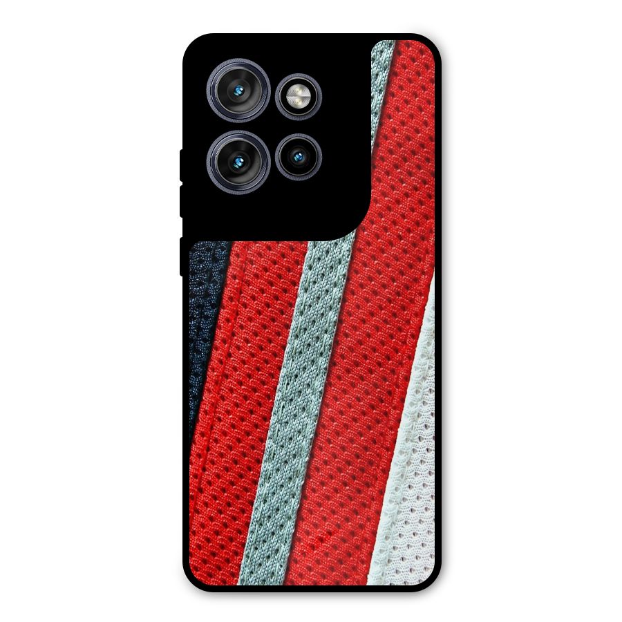 Black Red Grey Stripes Metal Back Case for Motorola Edge 50 Neo
