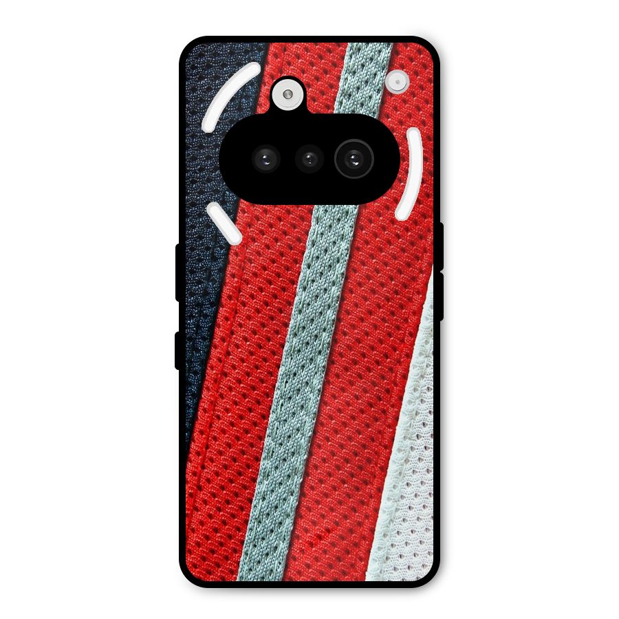 Black Red Grey Stripes Metal Back Case for Nothing Phone 3a