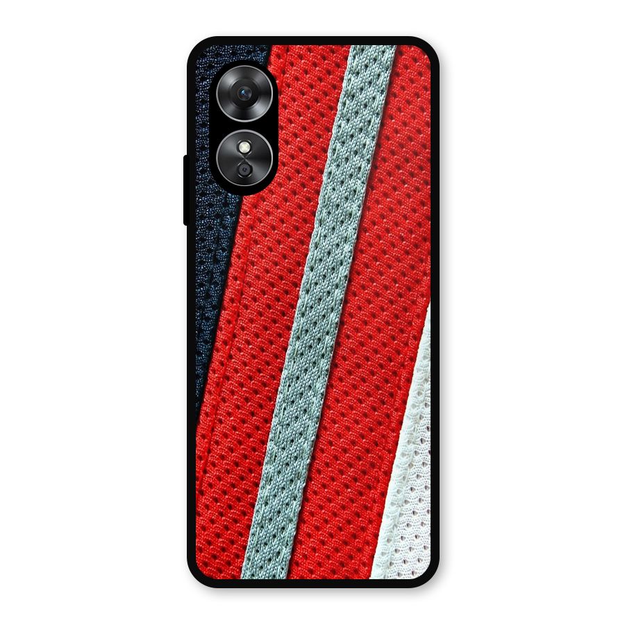 Black Red Grey Stripes Metal Back Case for Oppo A17