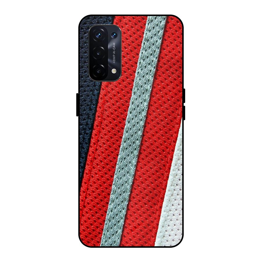 Black Red Grey Stripes Metal Back Case for Oppo A74 5G