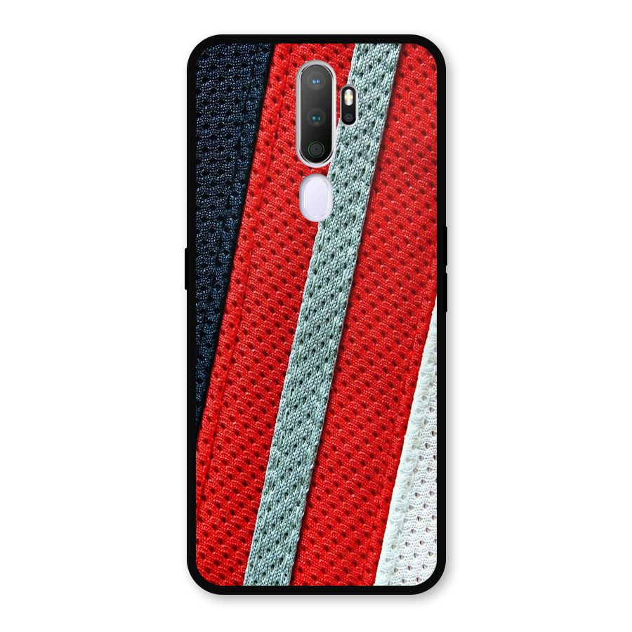 Black Red Grey Stripes Metal Back Case for Oppo A9 (2020)